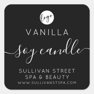 Soy Candle Étiquette Ajouter votre logo noir