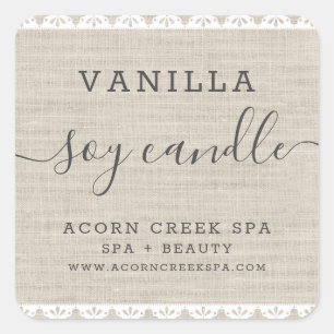 Soy Candle Étiquette Dentelle Rustique Burlap