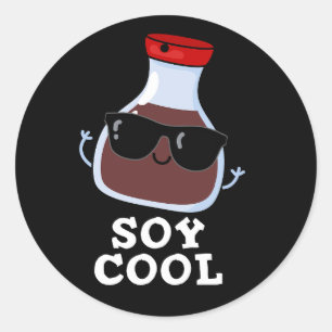 Soy Cool Funny Soy Sauce Pun Dark BG Ronde Sticker