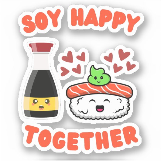 Soy Happy Together Cute Soy Sauce Pun Sticker (Voorkant)