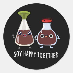 Soy Happy Together Soy Sauce Pun Dark BG Ronde Sticker