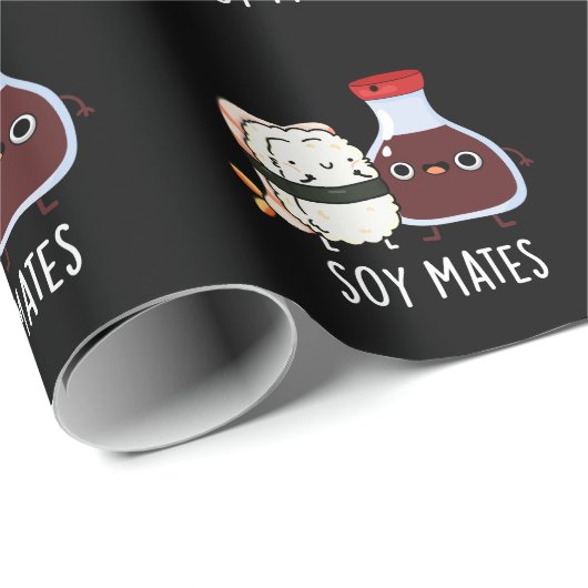 Soy Mates Funny Soy Sauce Pun Dark BG Cadeaupapier (Rol Hoek)
