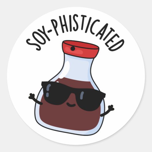 Soy-phisticated Funny Soy Sauce Pun Ronde Sticker (Voorkant)