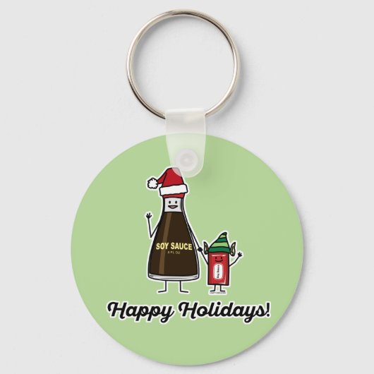 Soy Sauce Bottle Packet kind Kerstman Sleutelhanger (Voorkant)