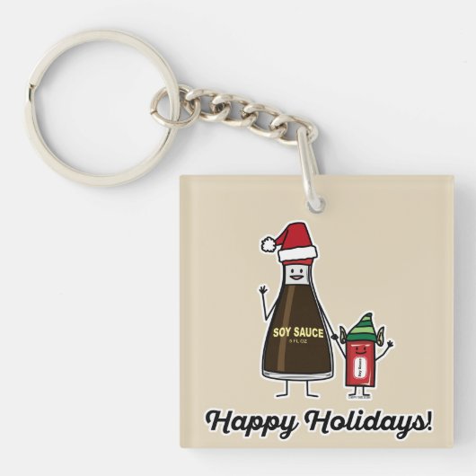 Soy Sauce Bottle Packet kind Kerstman Sleutelhanger (Voorkant)