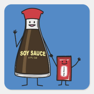 Soy Sauce Bottle Packet kind kindkruis Aziatische Vierkante Sticker
