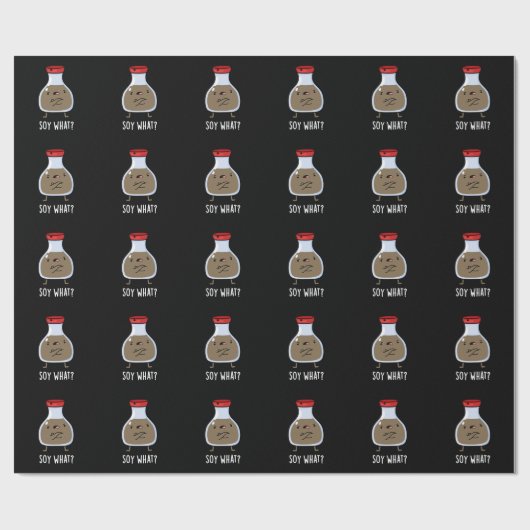 Soy What Funny Soy Sauce Pun Dark BG Cadeaupapier (Vlak)