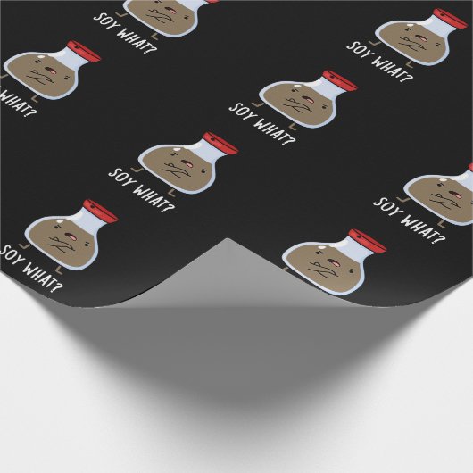 Soy What Funny Soy Sauce Pun Dark BG Cadeaupapier (Hoek)