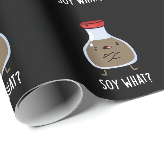 Soy What Funny Soy Sauce Pun Dark BG Cadeaupapier (Rol Hoek)