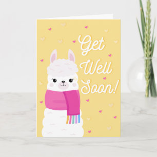 Soyez Bien Bientôt Cute Llama Carte de voeux