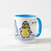 Soyez Cool Cartoon Pingouins Ringer Mug (Devant droit)