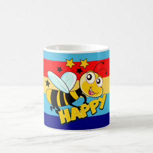 soyez heureux, abeille heureuse, tasse drôle