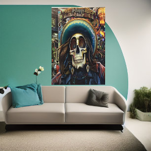 Soyez heureux Crâne   AI Art Poster