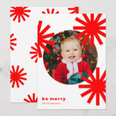 Soyez Joyeux Amusants Blanc Rouge Pompoms Carte de (Devant / Derrière)