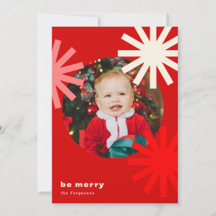 Soyez Joyeux Amusants Rouge Blanc Pompoms Carte de