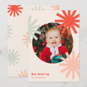 Soyez Joyeux Amusants Rouge Blanc Pompoms Carte de (Devant / Derrière)