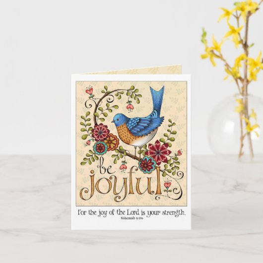 Soyez joyeux - Carte de note blanche (Fleur jaune)