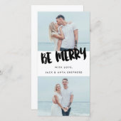 Soyez Joyeux Carte photo de vacances de script de  (Devant / Derrière)