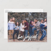 Soyez joyeux en blanc Horizontal Photo carte posta (Devant / Derrière)