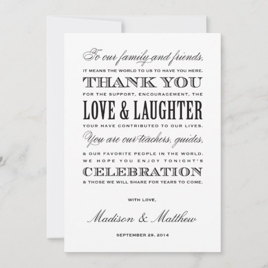 Soyez les cartes mariées de Merci de réception de (Devant)