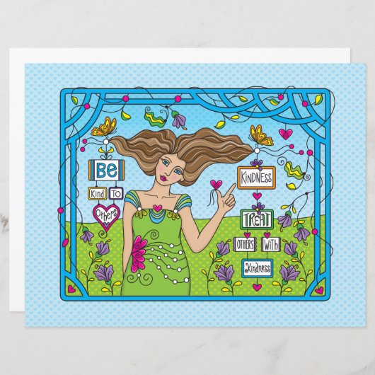 Soyez Lié À D'Autres_Feuille Papier Plat 11"x 8,5" (Devant / Derrière)