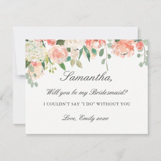 Soyez ma carte de servante d'école Peach Floral (Devant)