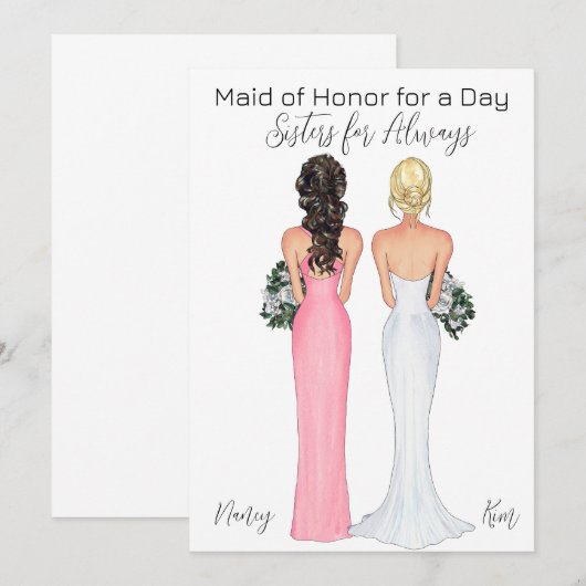 Soyez ma servante d'honneur Faire-part de proposit (Devant / Derrière)