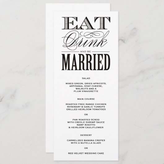 Soyez menu marié de | (Devant / Derrière)