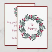 Soyez Merveilleux Pays Wreath Carte de Noël (Devant / Derrière)