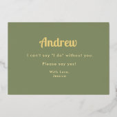 Soyez Mon Bridesman Sage Green Foil Invitation (Verso)