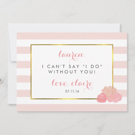 Soyez mon Matron d'honneur Carte rose Bleu Bleu Pe (Dos)