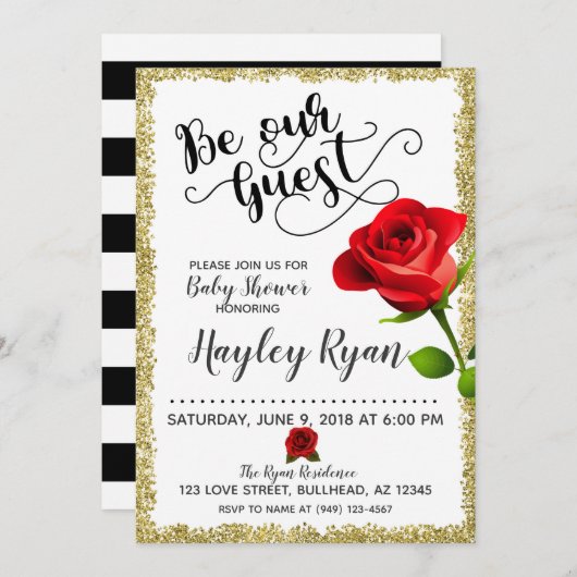 Soyez Notre Invité Baby shower Invitation (Devant / Derrière)