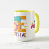 Soyez Positif Mug Avec Fleurs (Devant droit)