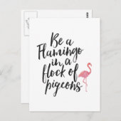 Soyez un Flamant rose - carte inspirée (Devant / Derrière)