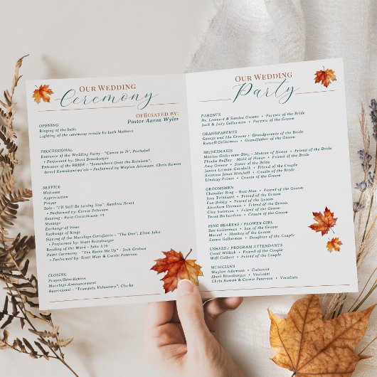 Soyez un Mariage de automne en amour Programme de