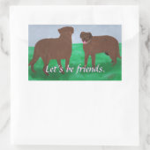 Soyons amis, deux stickers de chiens bruns (Sac)