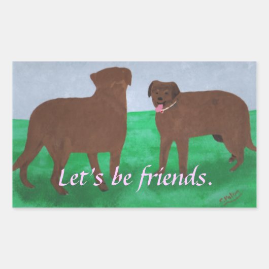 Soyons amis, deux stickers de chiens bruns (Devant)