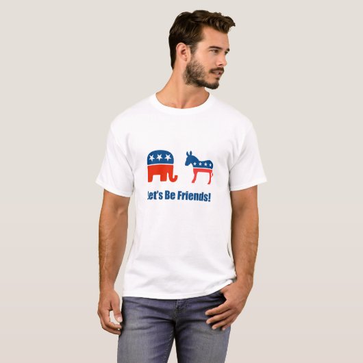Soyons amis, t-shirt U démocrate et républicaine (Devant entier)