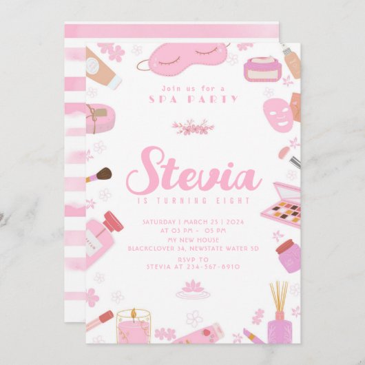 Spa Anniversaire Fête Editable Invitation (Devant / Derrière)