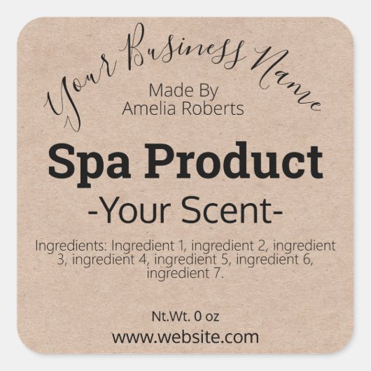 Spa artisanal Kraft do-it-yourself Étiquettes prod (Devant)