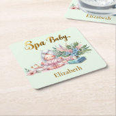 Spa Baby Shower Feestservies Vierkante Kartonnen Onderzetter (Schuin)