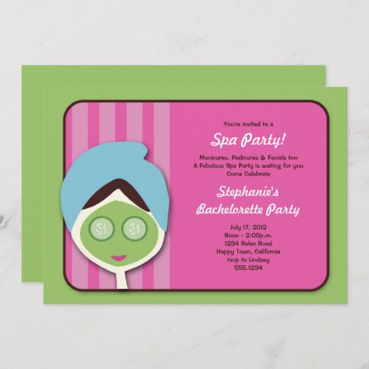 Spa Bachelorette ou invitation d'anniversaire (Devant / Derrière)
