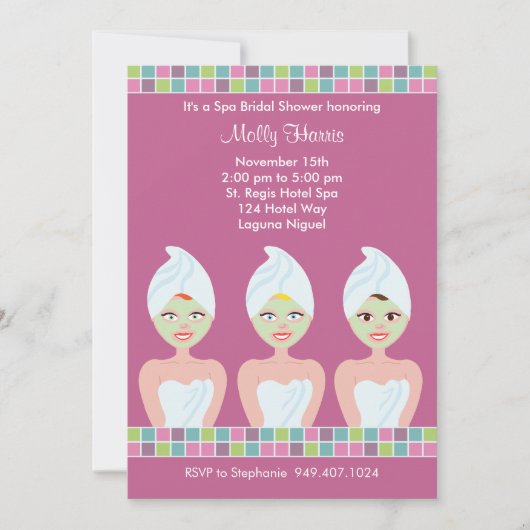 Spa Bachelorette Party Invitation Kaart (Voorkant)