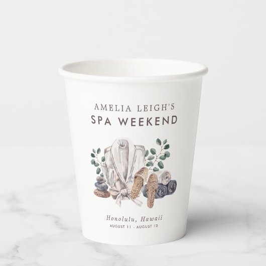 Spa Bachelorette Weekend Papieren Bekers (Achterkant)