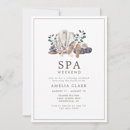 Spa Bachelorette weekend uitnodiging (Voorkant)