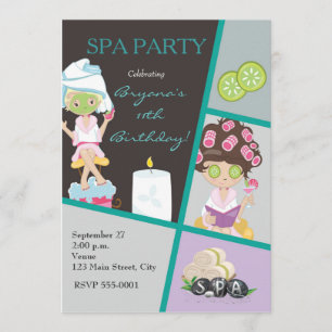 Spa Beauty Girls Salon Make-up Feest Uitnodiging