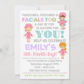 Spa Birthday Invitation Girl Spa Kaart (Voorkant)