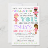 Spa Birthday Invitation Girl Spa Kaart (Voorkant)