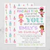 Spa Birthday Invitation Girl Spa Kaart (Voorkant / Achterkant)