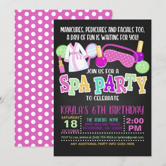 Spa Birthday Party Invitation Kaart (Voorkant / Achterkant)